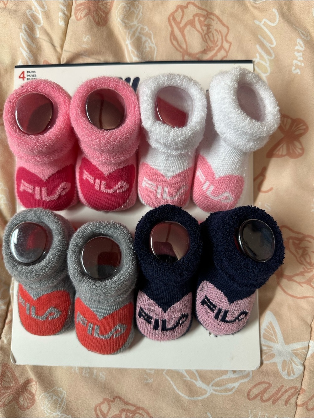 Fila Baby Sock Booties in Pink, White, Gray, Navy